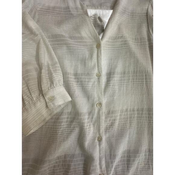 J. McLaughlin Women's White Button Textured Balloon Sleeve Blouse Top Size XL - Picture 5 of 10